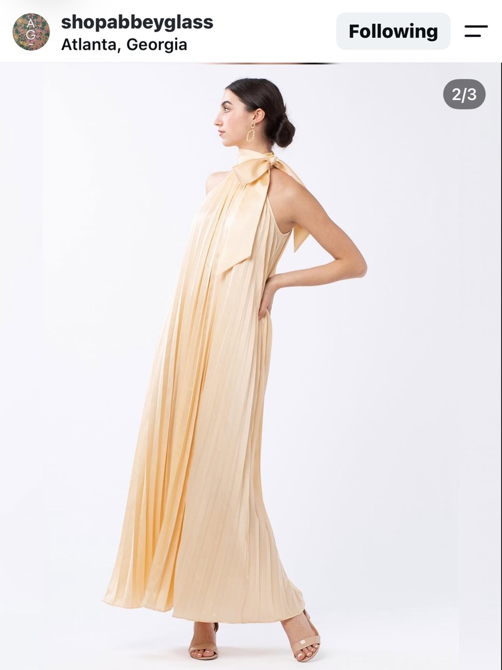 Halter Pleated Maxi Dress in Champagne Beige